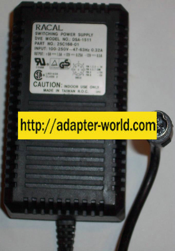 RACAL DSA-1511 AC ADAPTER 5VDC 1.5A 12V 0.25A -12V 0.5A POWER